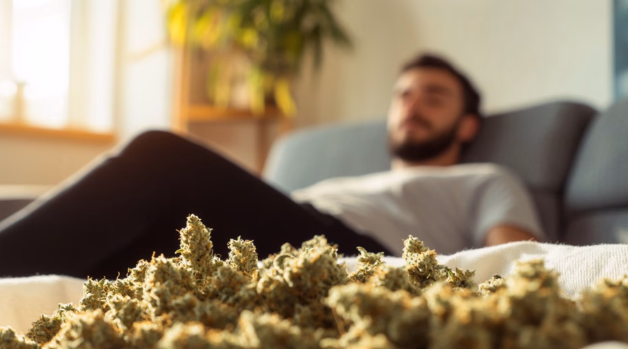 Person experiencing CHS symptoms after years of chronic cannabis use